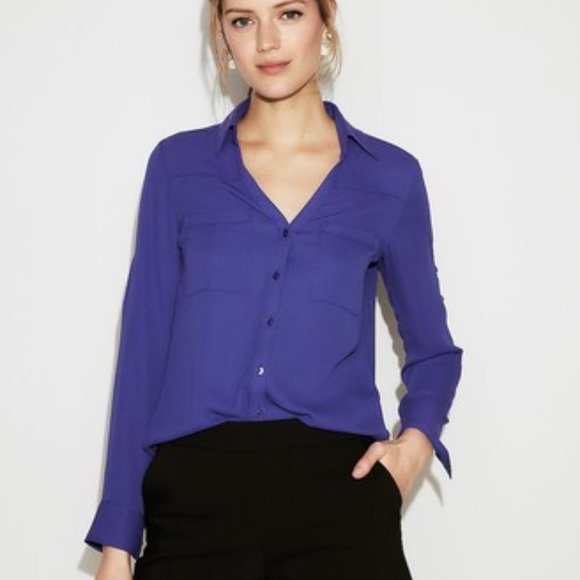 Express Tops - NWT Silky Blue Express Portofino Shirt